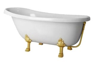 Ванна из искусственного камня AquaStone Скарлет 170x80см ножки золото